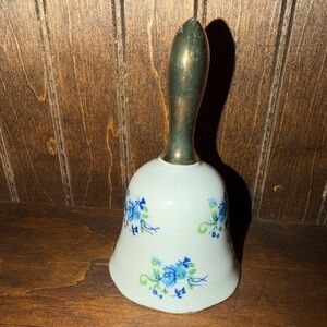 Porcelain Floral Hand Bell with Gold Handle